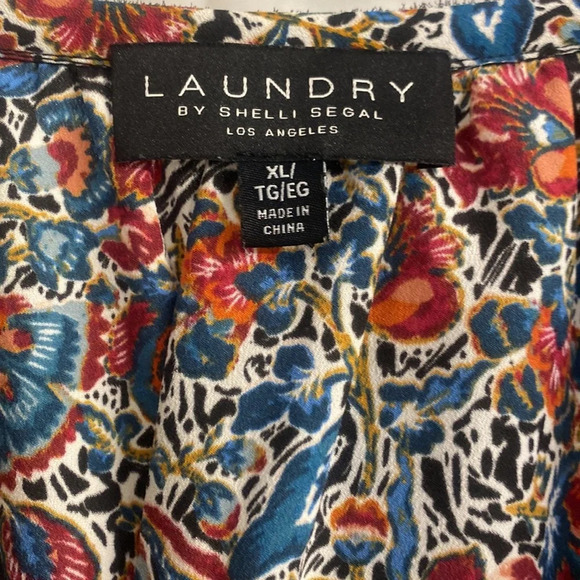 Laundry By Shelli Segal Colorful Trippy Eccentric Pattern Print Long  Sleeve Top - Picture 6 of 7